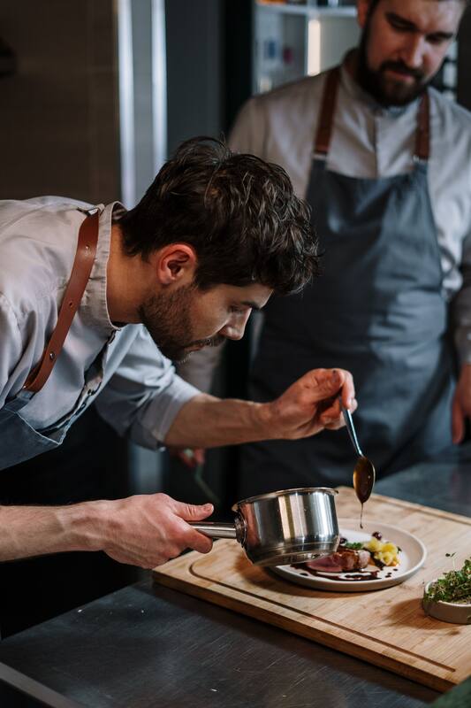 A plated restaurant dinner